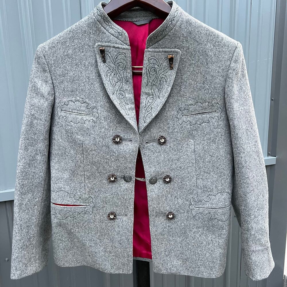 Bavaria Loden Vintage Wool Hunting Riding Jacket Gray pink women’s size Small